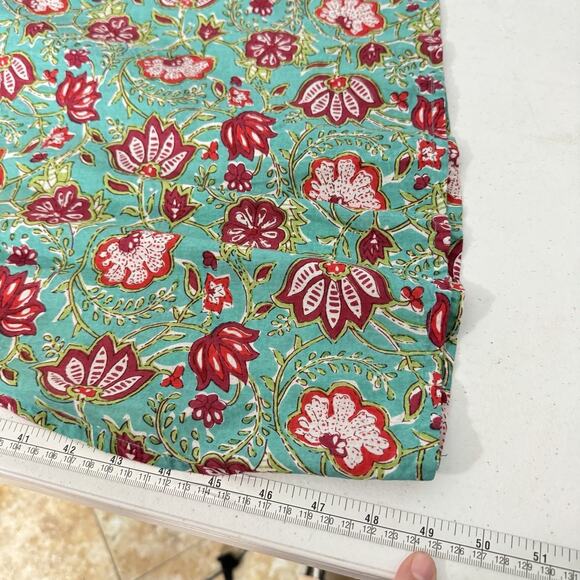 Maisie Tie Waist Midi Dress in Ethnic Floral Sz L Green Pink Boho Beachy Cotton - Picture 14 of 16